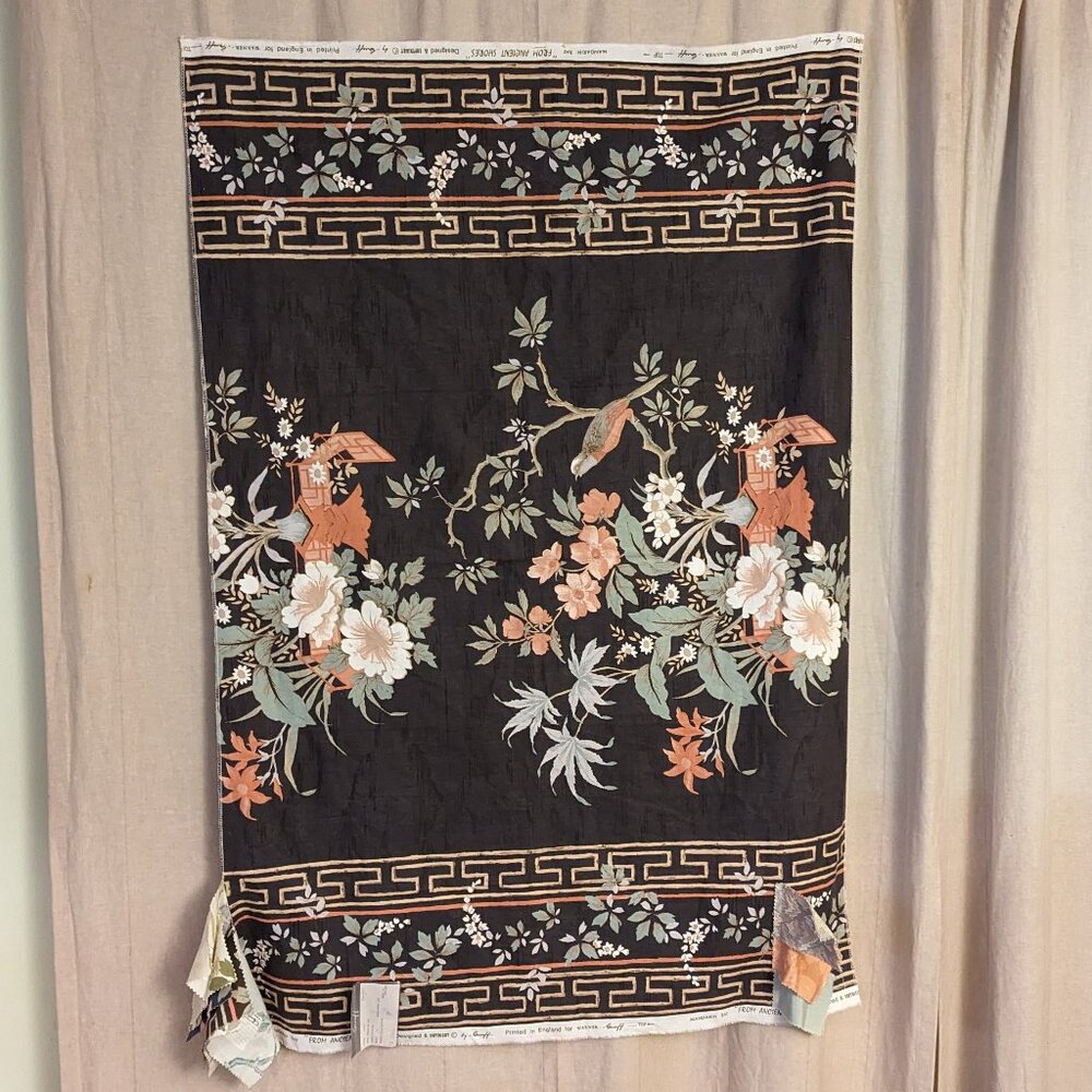 Greeff Fabric Sample Panel Printed in England Mandarin Bay From Ancient Shores